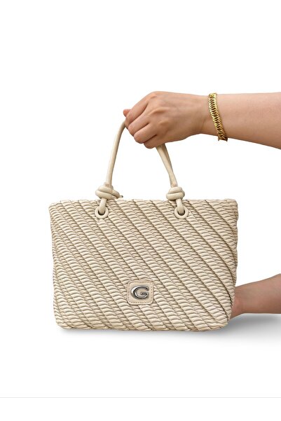 Guja C3006 Women's Straw Knitted Look Small Size Hand and Shoulder Bag