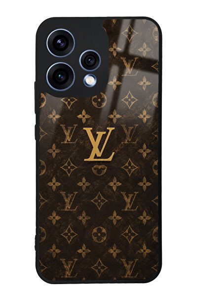 Spoyi Oppo Reno 15 Brown Gold LV Tasarımlı Glossy Telefon Kılıfı
