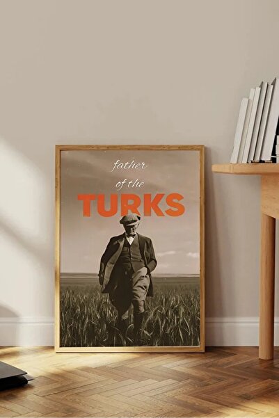 AR AJANS KANVAS TABLO Father of TURKS yazılı Mustafa Kemal Atatürk Portresi D...