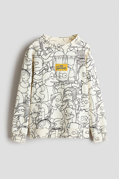H&M Baskılı ve İçi Tüylü Sweatshirt