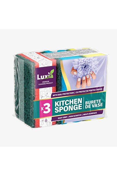 Luxia 2 set x Bureți vase cu canelură, Luxia, 3 buc/set