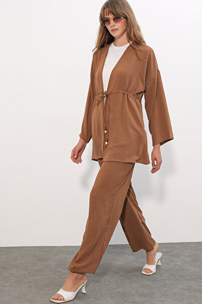 Bigdart Women's Ayrobin Kimono Pants Double Set 30101 - Tan