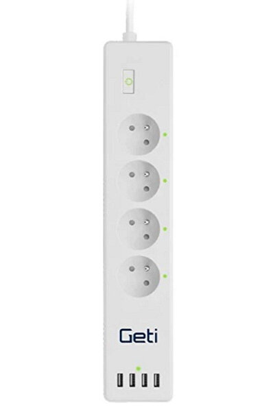 Geti Πολύπριζο 4 θέσεων με USB-A, διακόπτη και καλώδιο 1,8 μ.