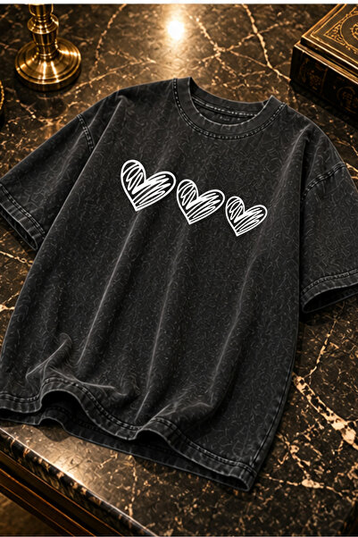 valeriae Πλενόμενο μπλουζάκι Oversize Unisex, Πλυμένο Vintage Street Style, Μ...