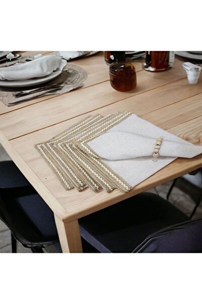 DNC home tekstil Set de 6 șervețele din jută din in brut*Cu cataramă, cadou*