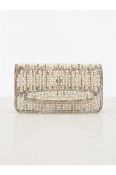 silora Luxury Pearl Beaded Crystal Evening Bag