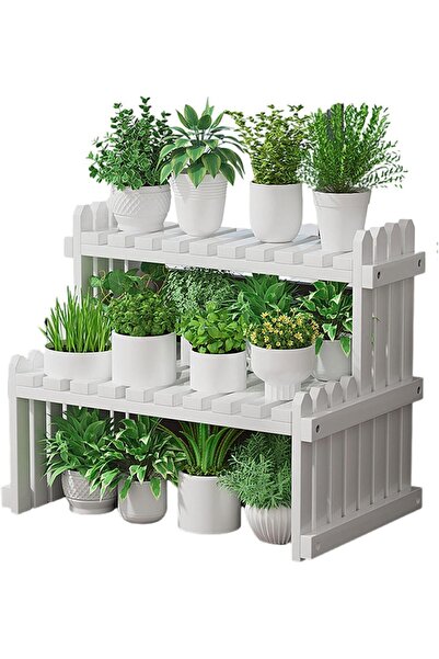 Arabest 2-Tier Bamboo Plant Stand Holder, Adjustable Desk Flower Pot Rack, Na...