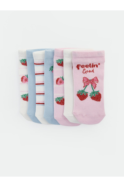 LC Waikiki Șosete sport pentru fete cu model de fructe, pachet de 5