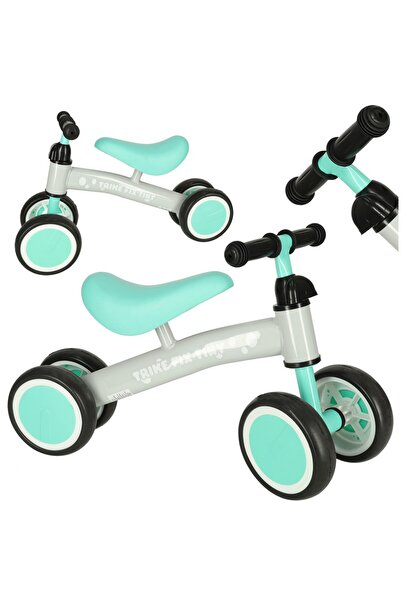 OEM Bicicletă de echilibru albastră cu 4 roți pentru copii, fără pedale, cu roți din spumă
