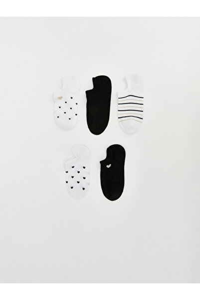 LC Waikiki Γυναικείες κάλτσες για sneakers με σχέδιο καρδιές, σετ 5 τεμαχίων