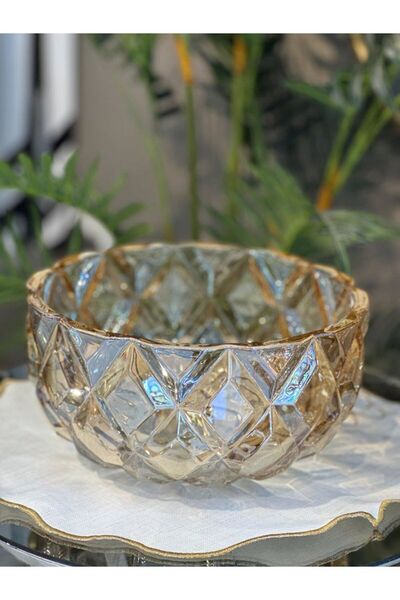Elta Collection Crystal Glass Plate - Large Bowl Fruit Bowl Candy Bowl Decora...