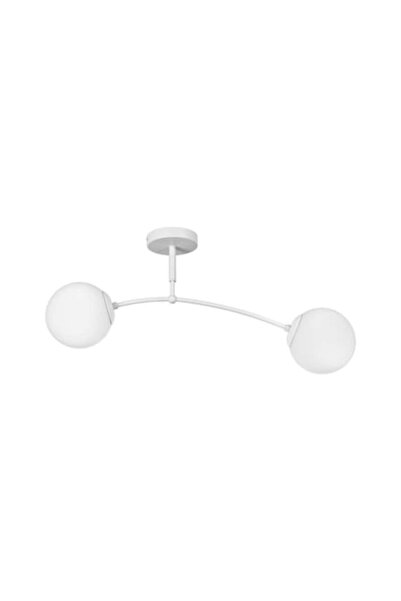Cojom Candelabru Porto 2AAB, metal alb, abajururi din sticlă, alb mat, 2XE27