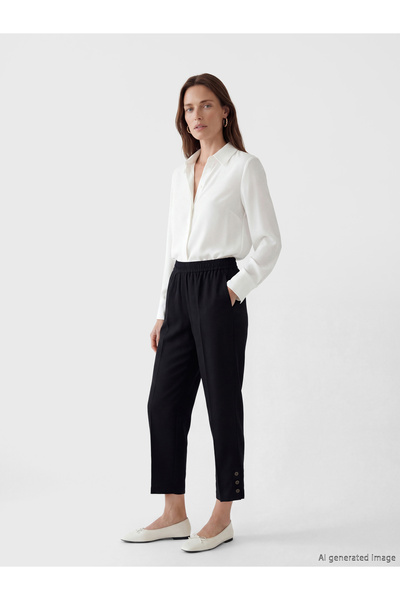 LC Waikiki Pantaloni de damă cu talie elastică, din amestec de in