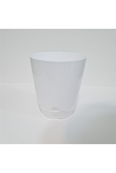 M3DECORİUM Premium Plastik Tabaklı 20 cm Çap Çiçek Saksısı Drenaj Delikli Alt...