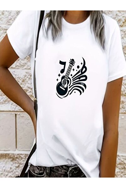 COZYWEAR Music Themed Printed White T-Shirt