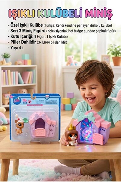 Tıfıl Toys 4 Parça Pet Shop Minişler Sevimli Klübeli Işıklı Toplu Cupcake Kos...