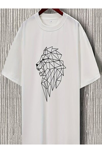 COZYWEAR Geometric Lion Printed Oversize T-Shirt