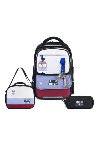 Relaxion Set of 3 Primary School School Bag Backpack Set with Lunch Box and P...