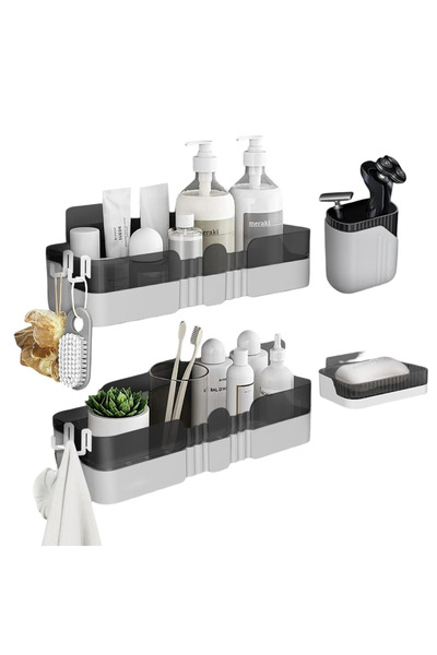 OEM Raft pentru Baie Set 2x Rafturi 1x Suport pentru Periuțe 1x Suport pentru...