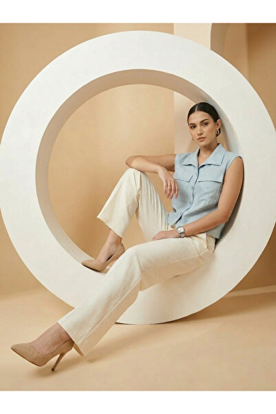 Mish By Styli Blue Sleeveless Shirt with Pocket Detail