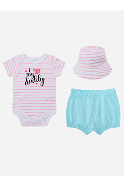 Mother's Choice By Styli Pack of 3 - Baby Bodysuit with Shorts and Sun Hat 0â...