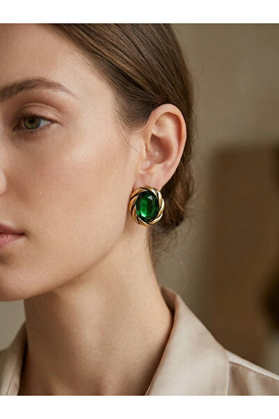 Dorvina Bronze Women Earrings Copper Vintage Authentic Jewelry Green Crystal ...