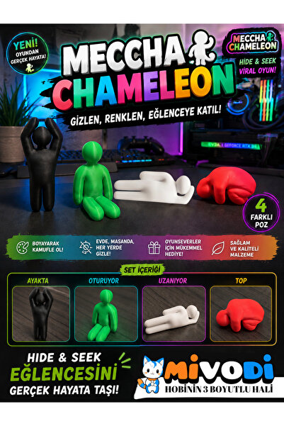 Mivodi Hobinin 3 Boyutlu Hali Meccha Chameleon Mini Figür Seti (4 Figür)