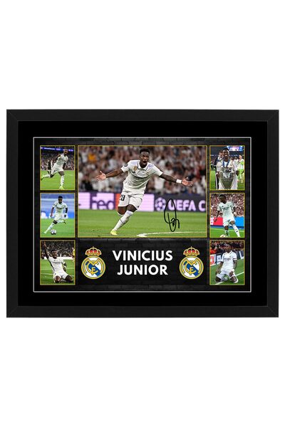 HWC Trading Vinicius Junior Real Madrid Framed A3 Pre-Print Autograph Collage...