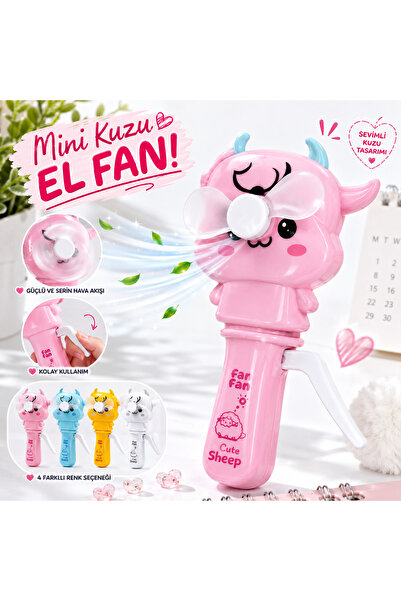 MİNDO Cute Sheep Mini Kuzu El Fanı Basmalı Serinletici Oyuncak Fan 4 Renk Seç...