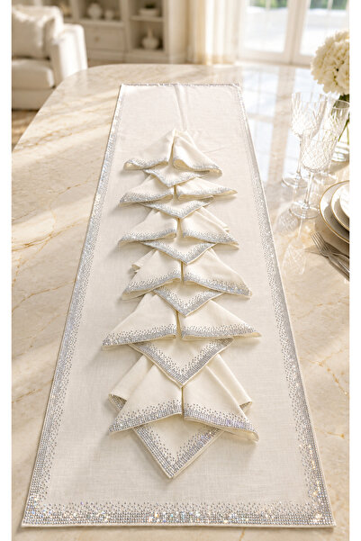 desicap Diamond crystal Collection keten Runner & Peçete Seti özelgün davet s...