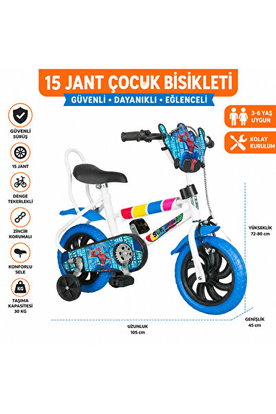 DoruCO 15 Jant Çocuk Bisikleti Denge Tekerlekli Erkek ve Kız Çocuk Bisikleti