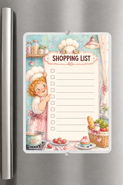 Ficksy Alışveriş Listesi - A5 - Mıknatıslı - PVC - Buzdolabı Notluk & Masaüst...