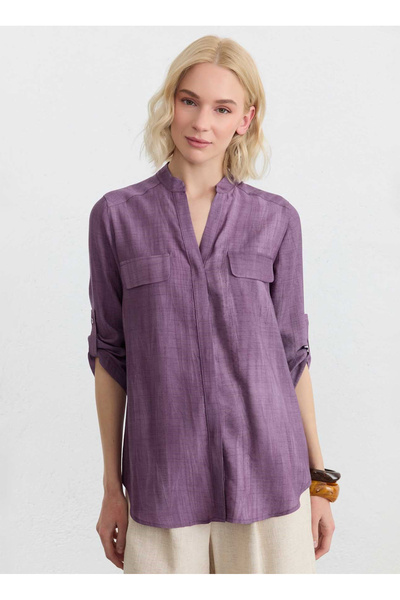 Selen Lila Kadın Desenli Bluz 26YSL8472