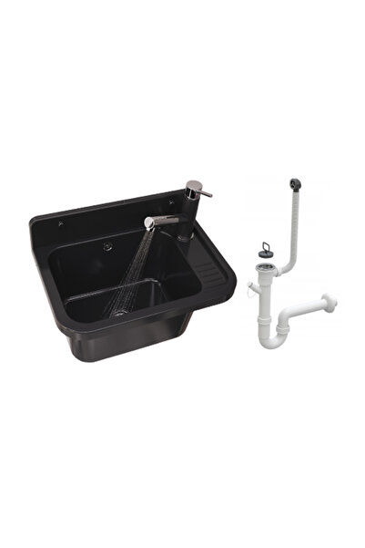 Granitan Set chiuveta si robinet, Granitan, 21cm, Negru