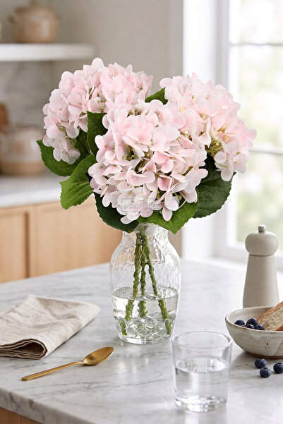 Artificial Flower Wet Nordic Hydrangea Branch 60cm Powder Pink