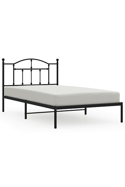 vidaxl Cadru de pat din metal cu tăblie, negru, 107x203 cm