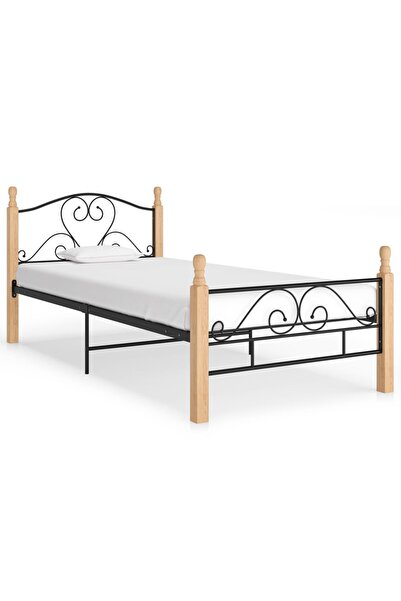 vidaxl Cadru de pat, negru, 90x200 cm, metal
