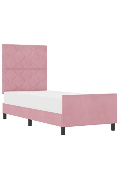 vidaxl Pat cu arcuri cu headboard Roz 80 x 200 cm Catifea
