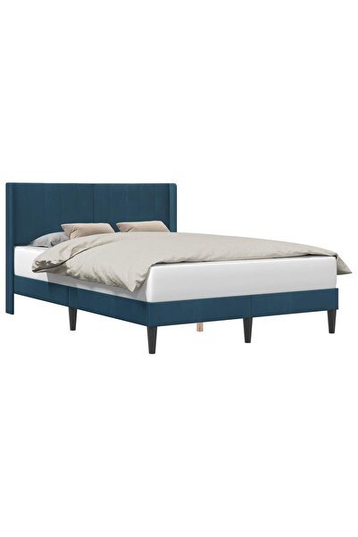 vidaxl Cadru de pat cu headboard albastru 160 x 200 cm Catifea