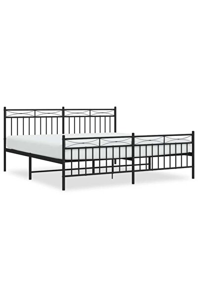 vidaxl Cadru pat metalic cu tăblii de cap/picioare, negru, 183x213 cm