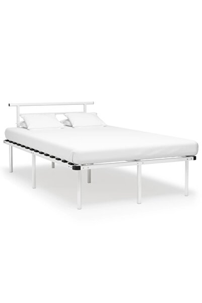 vidaxl Cadru de pat, alb, 120 x 200 cm, metal