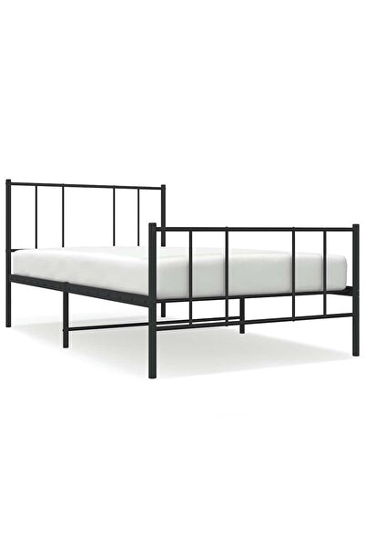 vidaxl Cadru pat metalic cu tăblii de cap/picioare, negru, 90x190 cm