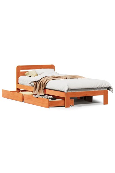 vidaxl Cadru pat fără saltea, maro ceruit, 90x190 cm, lemn masiv pin