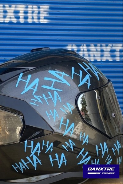 Banxtre Dekoratif Açık Mavi Hahaha Sticker Motor-araba-kask Için Etiket 15cmx...