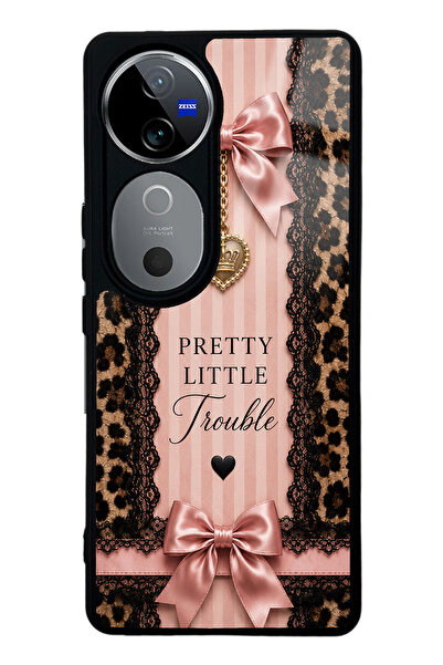 Spoyi Vivo V40 Pretty Leopard Bow Tasarımlı Glossy Telefon Kılıfı