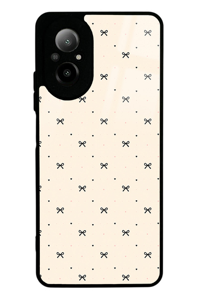 Spoyi Realme 12 Lite Bej Coquette Pattern Tasarımlı Glossy Telefon Kılıfı