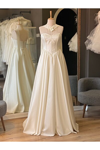 Lenta Wedding Krem Sindirella Şallı İnci Detaylı Maxi Boy Gelinlik Ve Nişan e...
