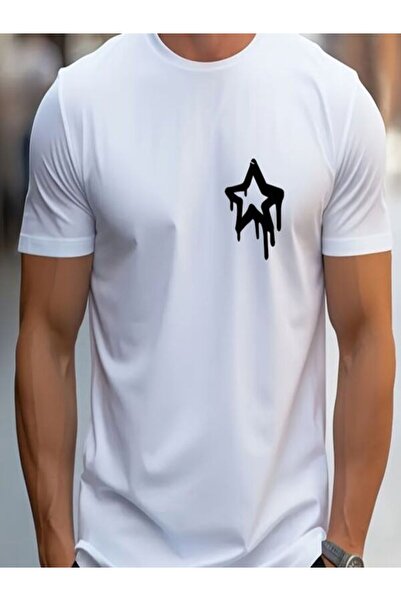 COZYWEAR White Men's T-Shirt with Black Star Print