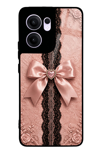 Spoyi Oppo Reno 13F Pink Lace Bow Tasarımlı Glossy Telefon Kılıfı