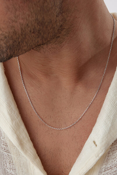 Ricco Jewellery 14 K Beyaz Altın Kaplama 925 Ayar Gümüş Unisex Forse Zincir